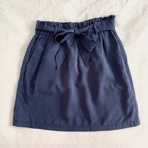 NEW Topshop Navy Paper Bag Waist Tie Mini Skirt Petite US 6P